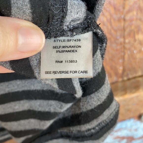 Market & Spruce Brentwood Tiered Black & Gray Striped Dress - Picture 6 of 7